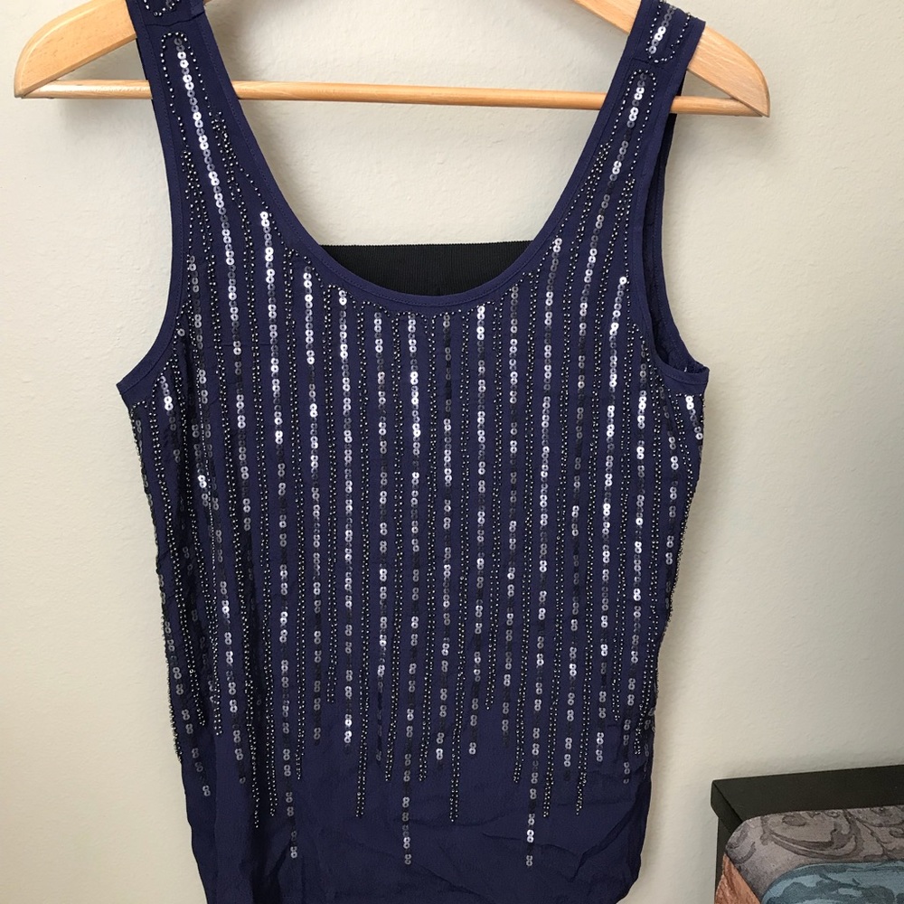 Navy blue sequin top